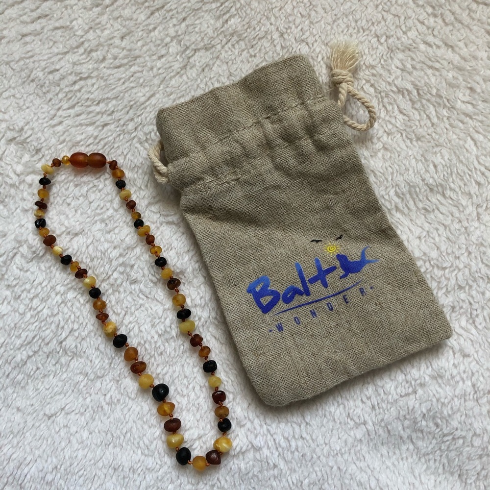 Amber teething necklace for babies
